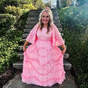 Jessakae Ever After Pink Floral Dress Size Medium